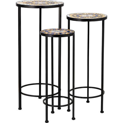 Soportes set 3 pzas de mosaico y forja negro D30x68h-D25x57h-D20x51h cm (1/5)