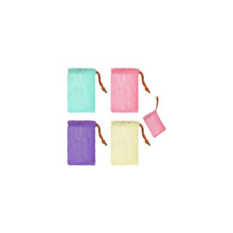 Sac à savon en nylon Sac à savon coloré avec cordon de serrage 4 pièces Sac à savon pour savon solide Filet à savon Sac de douche Filet pour faire mousser et sécher le savon solide (1/5)