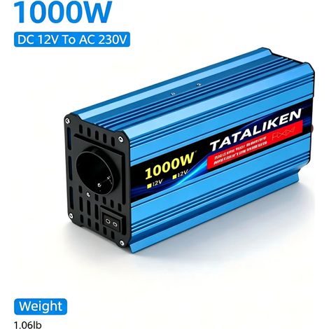 Tataliken Reiner Sinus Spannungswandler 1000W, 12V auf 230V Wechselrichter für Wohnmobil, Camping, Notstromversorgung (1/5)