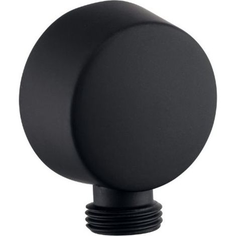 Presa acqua tonda piatta M.M. 1/2" nero opaco ottone M 1/2 x M 1/2   Tecom