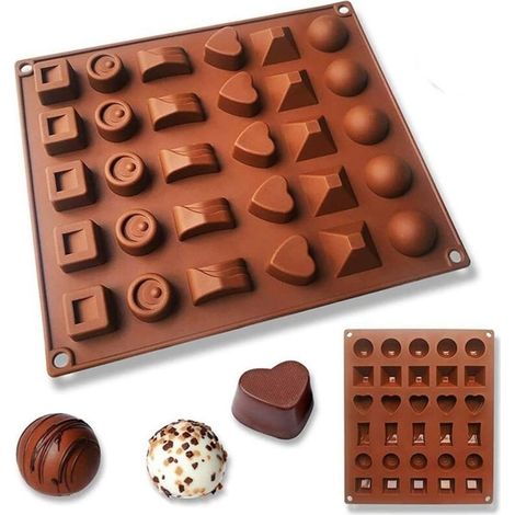Silikonform für Pralinen, Gelees und andere Zubereitungen, 6 Designs (1/4)