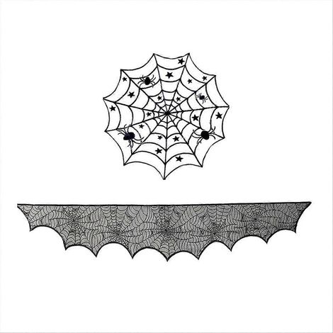 Nappe d'Halloween, serviette en toile d'araignée, chemin de table, abat-jour, ensemble B (1/5)