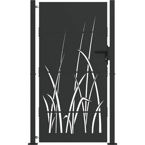 Porte de Jardin Noir 105 x 175 cm Acier peint par poudre CFW704708 (1/5)