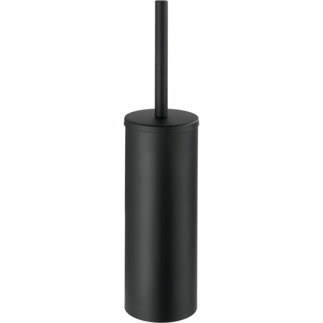 WENKO Freistehende WC-Garnitur geschlossene Form Orea Schwarz, WC-Bürstenhalter inkl. WC Bürste, Schwarz, Edelstahl rostfrei schwarz , Polypropylen schwarz (1/4)
