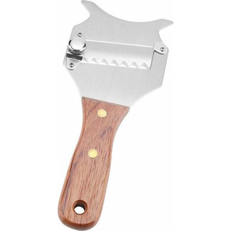 Trancheuse à fromage en inox avec manche en bois, outil de cuisine pour fromages à pâte dure (1/5)