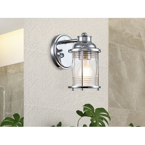 Wandlaterne ASHLAND BAY in Chrom für Badezimmer & Wohnraum, Höhe 21cm
