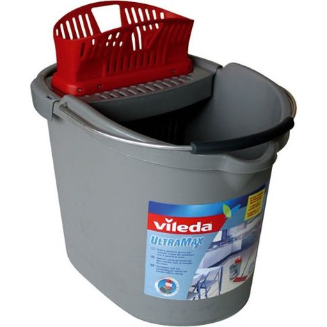 Vileda – Seau Ultramax 10L avec essoreur ergonomique – Bec verseur et poignée anti-éclaboussures – Ultra résistant en plastique recyclé – Dimensions 38 x 30 x 29 cm (1/8)