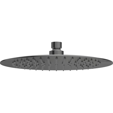 BALNEO Pomme de douche pluie GUN METAL gris foncé ronde Acier inoxydable  Pommeau de douche 25 cm CASCADE (1/2)