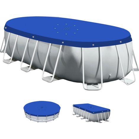 Linxor – Bâche de piscine réversible 4 saisons – Ovale 3,05 x 5,49 m – 150 gsm – Évacuation naturelle des eaux de pluie – Cordon de serrage inclus