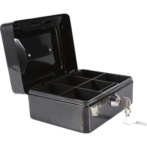 Coffre-fort portable en acier inoxydable, mini, verrouillable, pour pièces et billets (noir) (1/5)