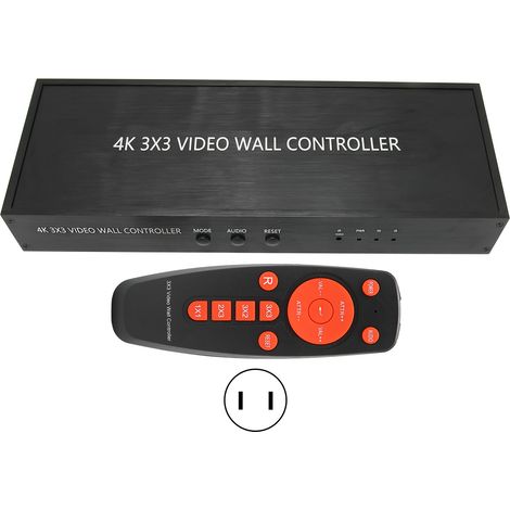 BT88 3x3 Videowand-Controller, 4K/1080p HD Multimedia-Schnittstelle für Videowände und HD-Fernseher, Netzteil (110–240 V)