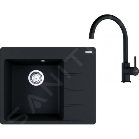 Franke - Set de cuisine G270O, évier en fragranit CNG 611-62 TL/2 + robinet FC 6018.071, onyx 114.0700.771 (1/4)
