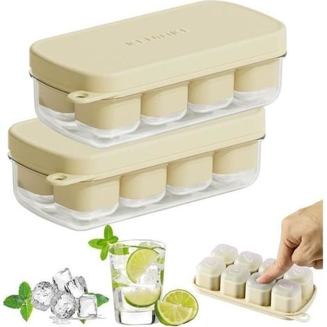 Bac A Glacons Avec Couvercle, Glacons Moule Silicone, Bac A Glacon Facile A Demouler,Rapide Bac Glacon Automatique Silicone Sans Bpa (1/4)
