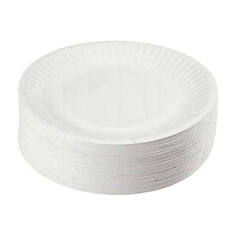 Assiettes écologiques blanches 18 cm, 100 pièces. (1/4)