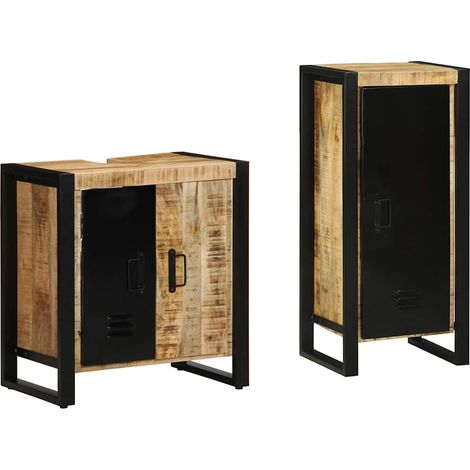 Maison Exclusive - Badezimmermöbel-Set 2 pcs Braun und Schwarz Ma