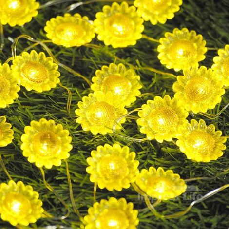 Guirlande lumineuse féérique à motif tournesol, fil argenté 10 broches, 30 LED clignotantes alimentées par piles, avec télécommande (1/3)