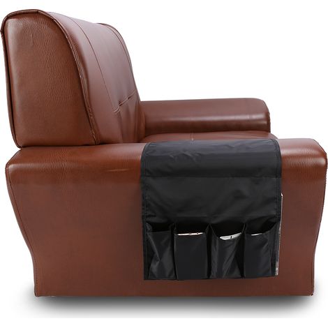 Poche de rangement multifonction pour canapé et fauteuil, porte-télécommande organisateur en tissu Oxford noir 91x32 cm, pour maison bureau, 1 pièce