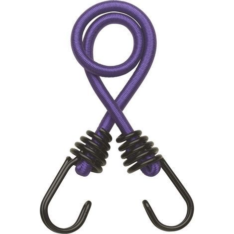 Tendeurs en Caoutchouc à Crochets - Lot de 2 - Latex - Pour Rangement, Camping, Vélo, Remorque - Crochets en Acier Double -6mm x 50 cm - Violet (1/5)