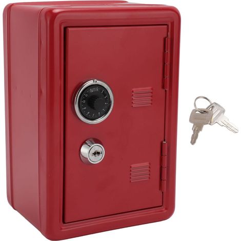 Mini-Safe, rot, in Form eines Wörterbuchs, Spardose aus Metall mit Schloss, Schlüssel und Passwort für Münzen, Schmuck und Wertsachen (1/5)