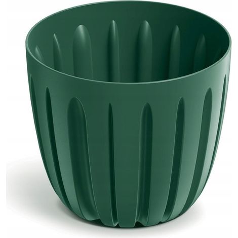 Kunststoff-Blumentopf mit geriffeltem Deckel, grün, 16,8 cm, Wario