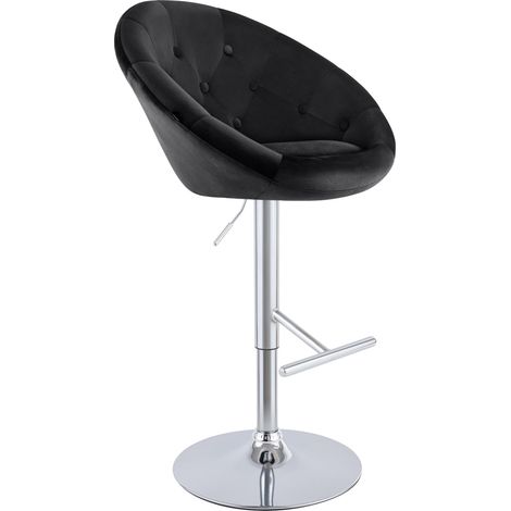Sgabello da bar London in velluto nero cromo