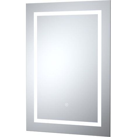 Rectangular LED Framed Illuminated Touch Sensor Mirror with Demister, 700mm x 500mm - Chrome (1/2)
