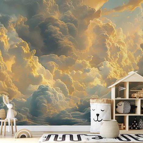 Fototapete – Der letzte Atemzug des Tages: Wolken, erleuchtet vom Abendrot (1/4)