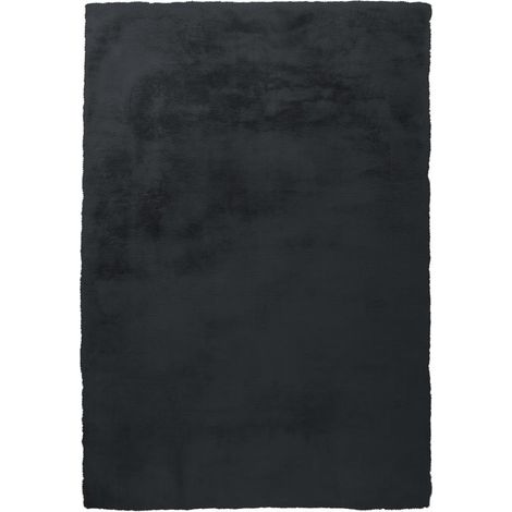 Tapis longs poils shaggy 160x230 anthracite fait à la main rectangle motif uni
