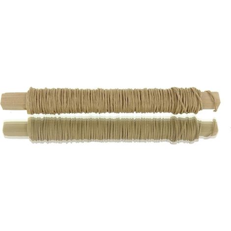 H & R – Fil métallique gainé de papier brun clair – Ø 0,8 mm, 22 mètres
