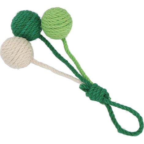 Balle en sisal suspendue pour chat, jouet interactif et coloré à mâcher pour chat d'intérieur, vert et blanc (1/5)
