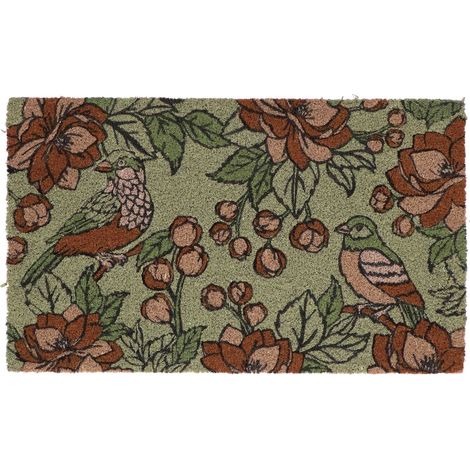 Paillasson en fibres de coco Flowers and bird