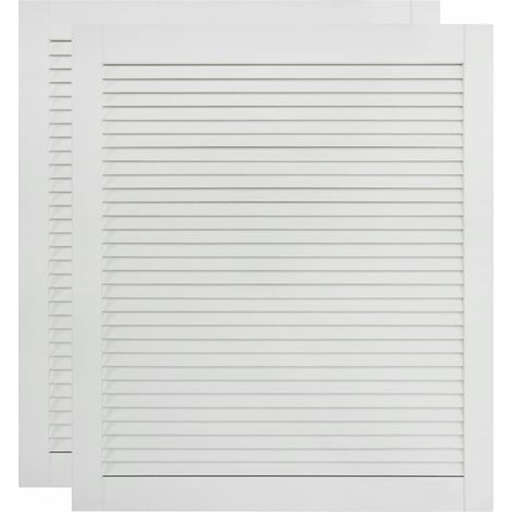 Portes à persiennes 2 pièces bois de pin massif blanc 69x59,4 cm
