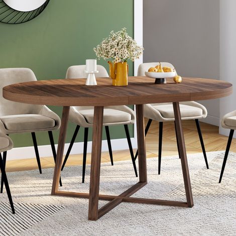 SELMA mesa de comedor redonda extensible 4-8 personas nogal 110-150 cm