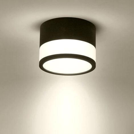 Spot Plafond en Saillie 1pc Rond LED Noir Blanc Neutre Plafonnier Aluminium 12W Ø110mm 230V 4000K pour Couloir Chambre Salle à Manger Cuisine Salon
