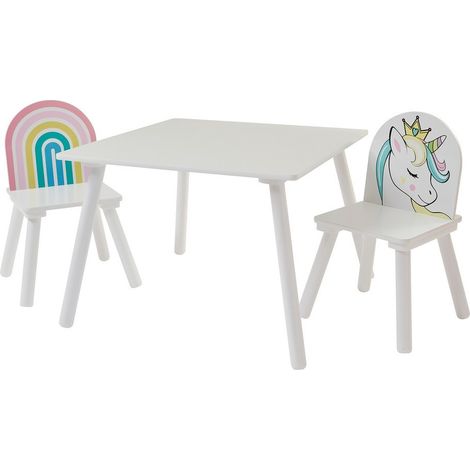 Kids Unicorn Table and Chairs Set - L60 x W60 x H44 cm