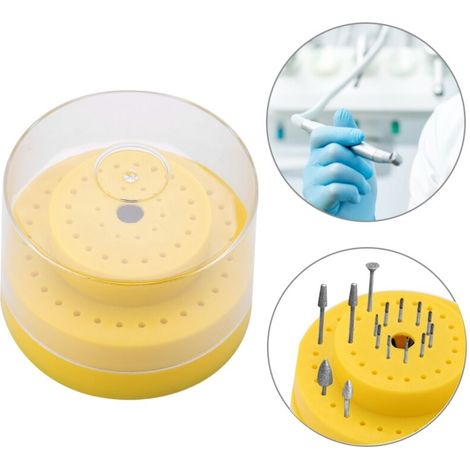 Aufbewahrungsgestell für runde Dentalbohrer, gelber Koffer mit 60 Fächern für Instrumente (1/5)