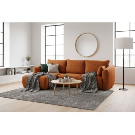 Ecksofa mit Schlaffunktion RUDEN Sofa in Stoff Bello Terracotta Ottomane Links (1/5)