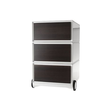 Buck rodante easyBox®  3 cajones  blanco / wengué