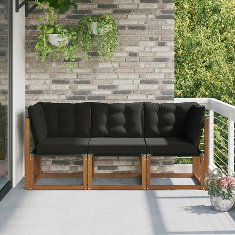 vidaXL  Outdoor Middle and Corner Sofa  with Cushion 3 Piece Natural