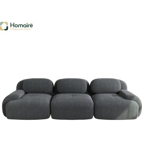 Canapé modulable en velours côtelé gris avec accoudoirs 298 x 103 x 75 cm HOMAIRE (1/4)