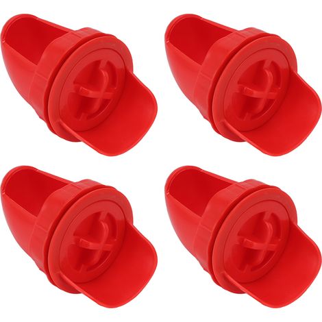 Kit de 4 mangeoires à poules DIY résistantes à la pluie, avec alimentation automatique par gravité, pour seaux, barils, bacs et auges (rouge). (1/5)