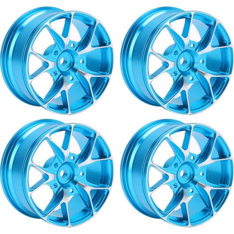 Moyeu de roue en alliage d'aluminium haute résistance à l'usure (1 pièce), accessoire pour voiture télécommandée 1/10 (modèle sport plat), bleu (1/5)