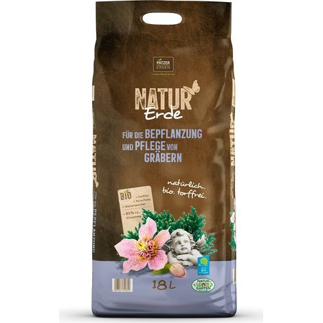 PATZER NATUR Erde BIO für die Beflanzung & Pflege von Gräbern torffrei - 18 Liter