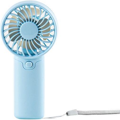 Ventilador portátil, funciona con pilas AAA, velocidad 1, apto para uso en interiores y exteriores. Pilas no incluidas (azul). (1/5)