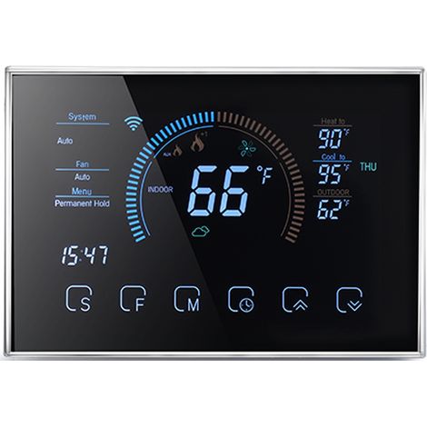 Eosnow Thermostat intelligent, commande tactile, pièce Programmable pour pompe à chaleur avec écran LCD, refroidissement et chauffage, Mode automatique, noir (1/5)