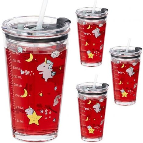 set di 4 bicchieri per bambini con motivo unicorno (1/5)