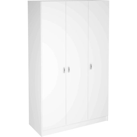 Armario 3 puertas abatibles acabado blanco, 200 cm(alto)128,2 cm(ancho)52 cm(fondo) (1/2)
