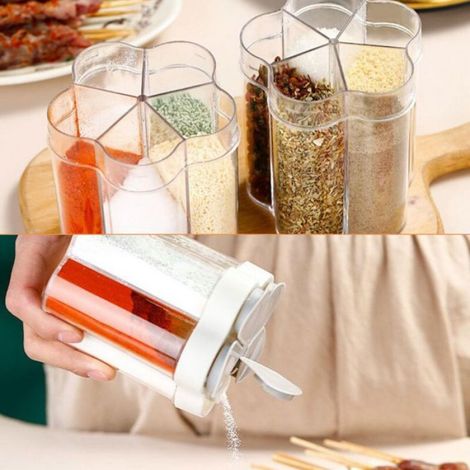 Ensemble de 2 pots à épices transparents en plastique (5 en 1), contenants pour assaisonnements, pots à épices de voyage (1/5)