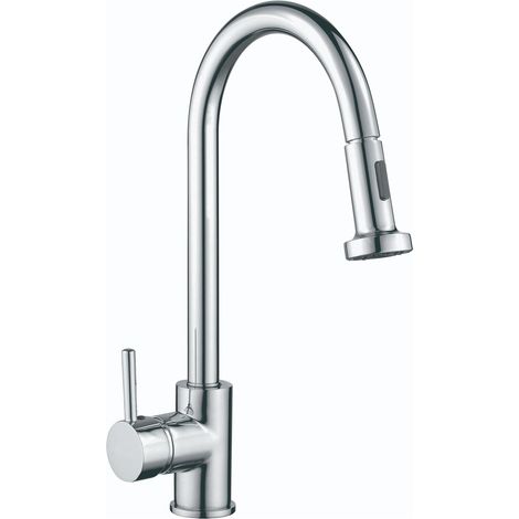 RAK RAKKIT013 Pull Out Kitchen Sink Mixer Tap Side Lever - Chrome (1/2)