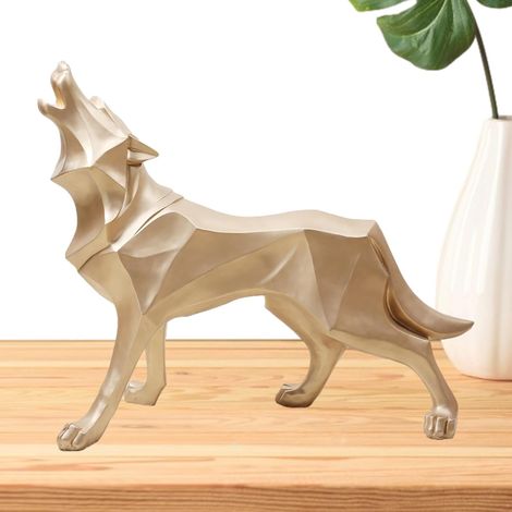 Statue de Loup Abstraite, Statue de Loup en résine Sculpture (1/5)